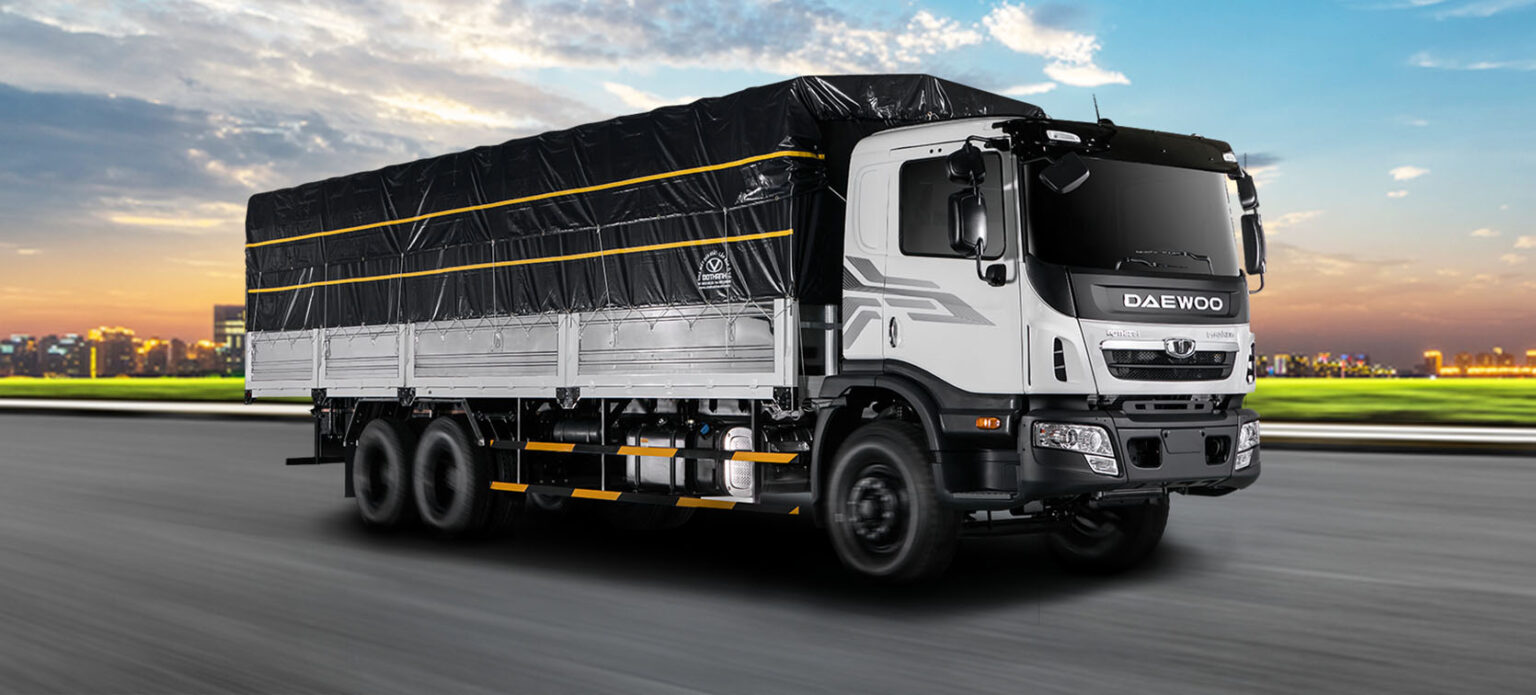 xe tải 15 tấn deawoo 3 chân rút thùng dài HU6-7m6 và HU8-9m2 giá tốt