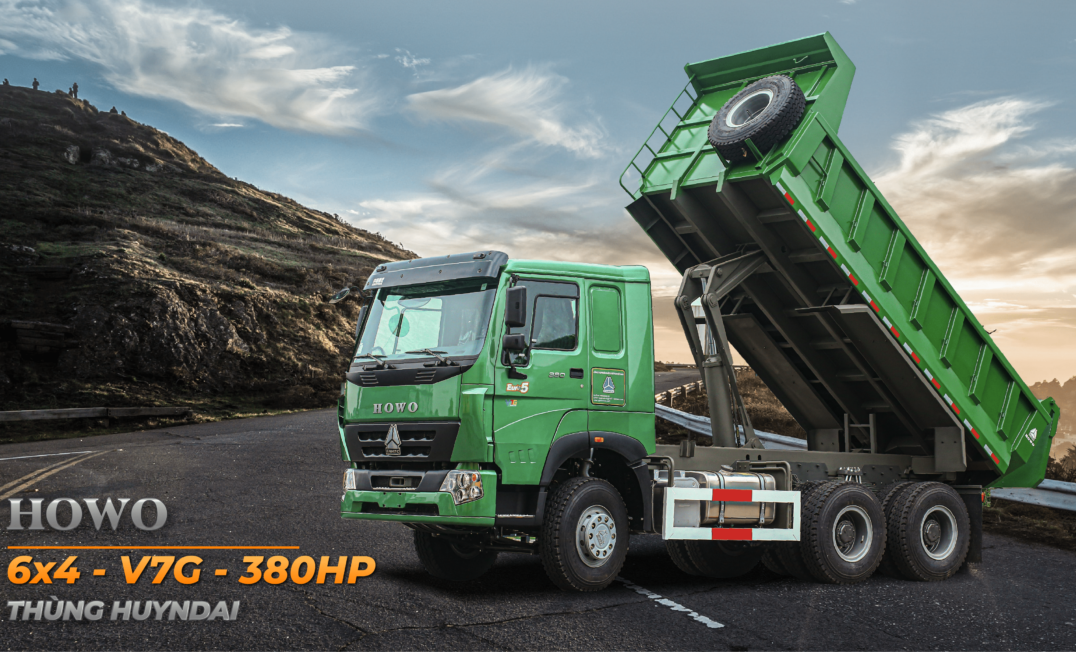 Xe Ben Howo V7G1200 11,7 tấn 380HP Thùng Huyndai