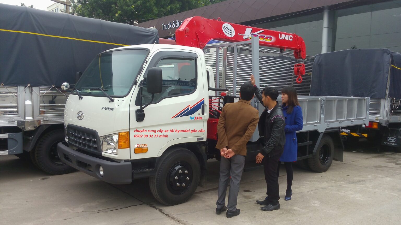 xe cẩu hyundai hd110s gắn cẩu unic 340 7 tấn